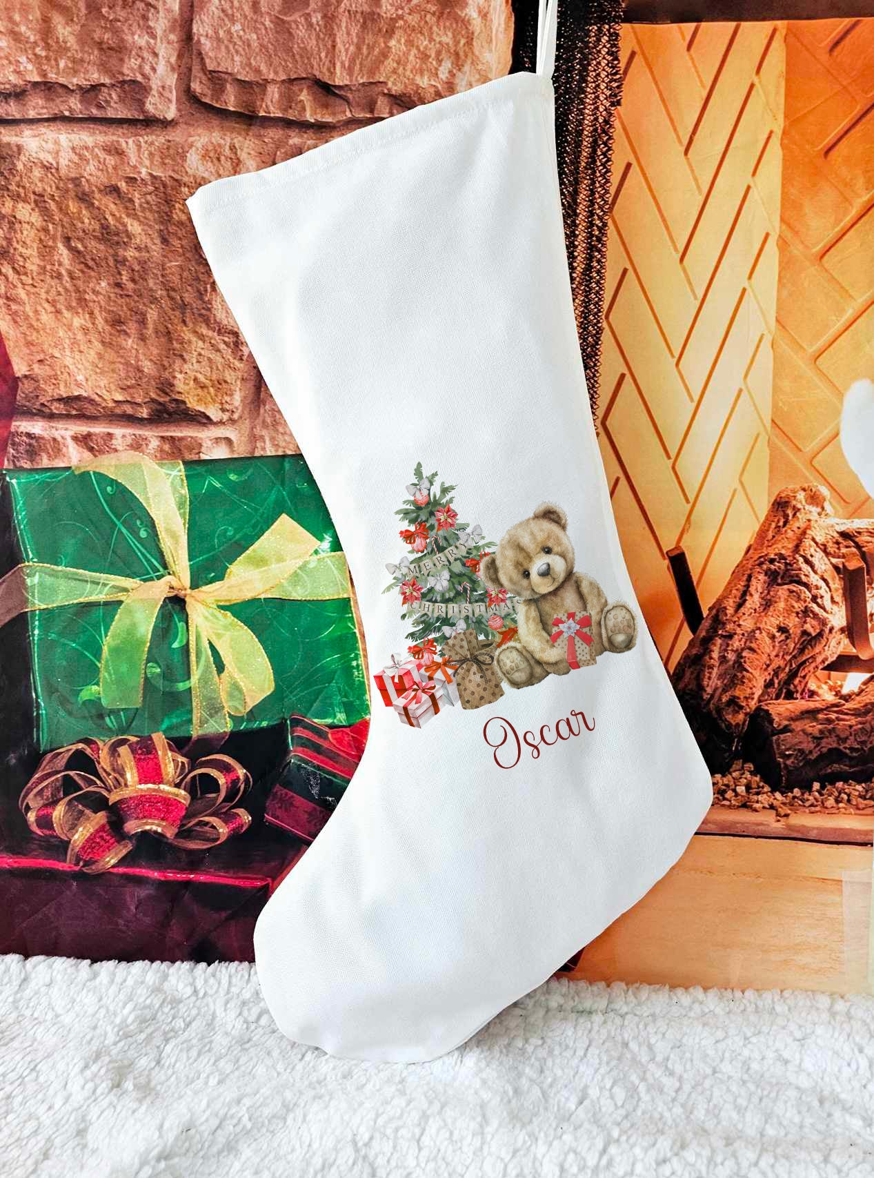 Personalised Bear Christmas Stocking