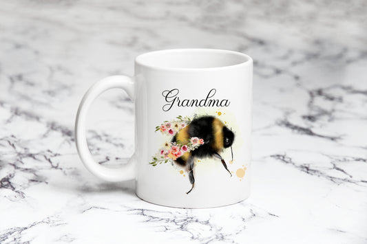 Personalised Floral Bee Mug