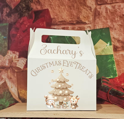 Personalised Beige Snowman Christmas Treat Box