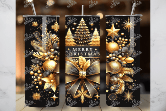 Black and Gold Merry Christmas Tumbler