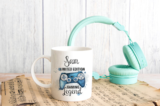 Personalised Blue Gamer Controller Mug