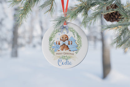 Personalised Christmas Gingerbread Wreath Bauble