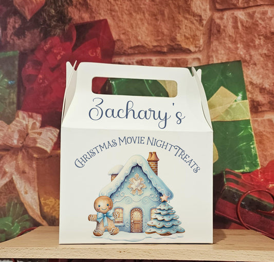 Personalised Blue Gingerbread Christmas Treat Box