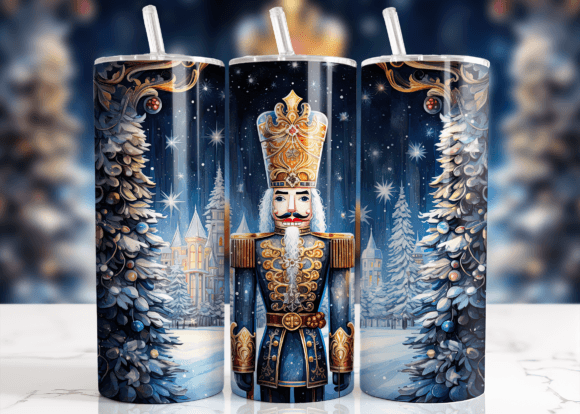 Blue Nutcracker Christmas Tumbler