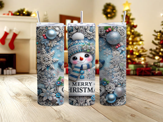 Blue Snowman Christmas Tumbler