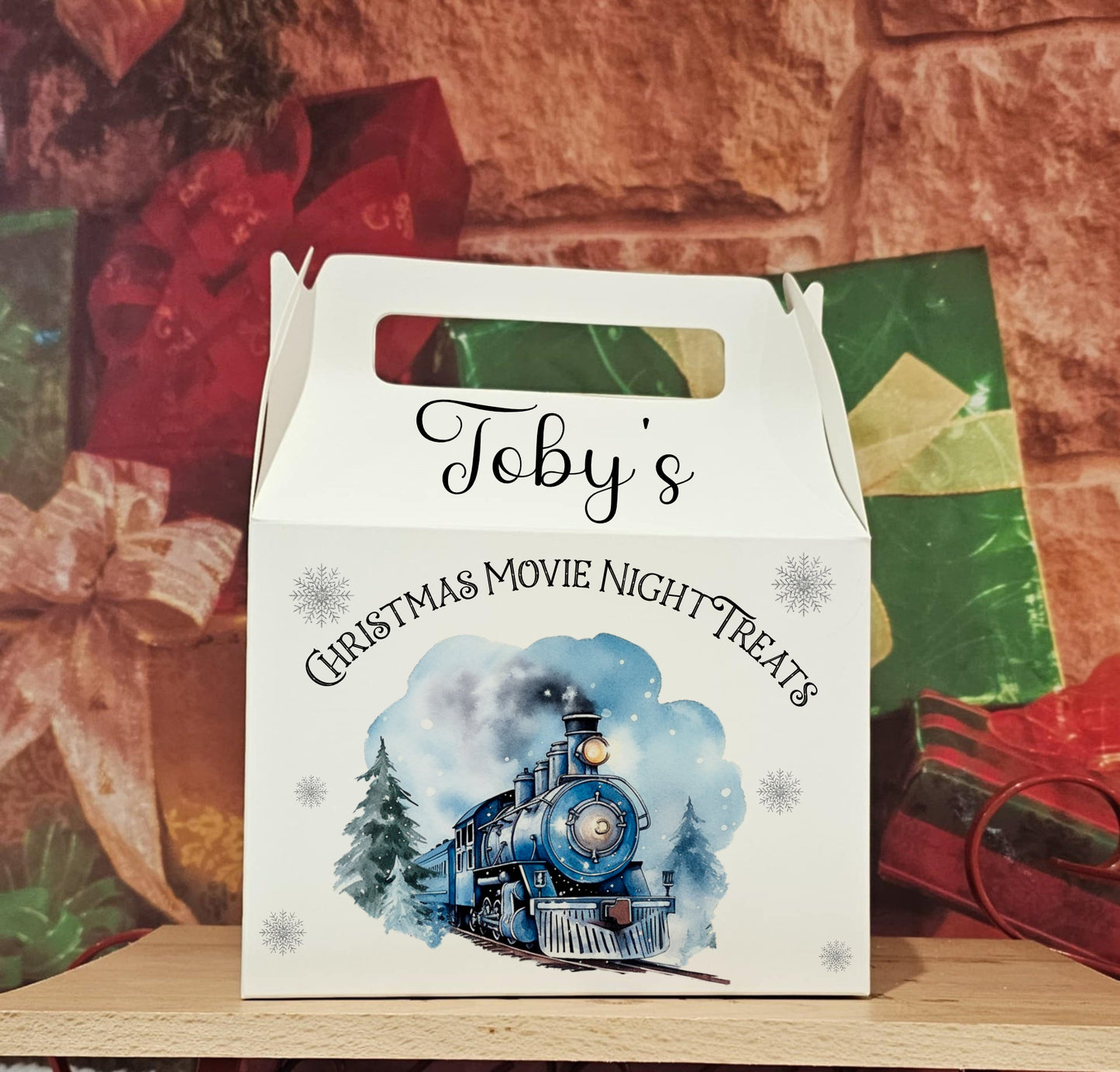 Personalised Blue Train Treat Box