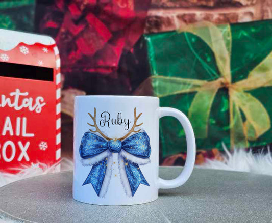 Personalised Christmas Family Bow Mugs