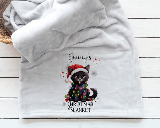 Personalised Cat Christmas Blanket