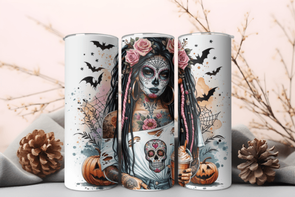 Cobweb Witch Day Of The Dead Style Tumbler