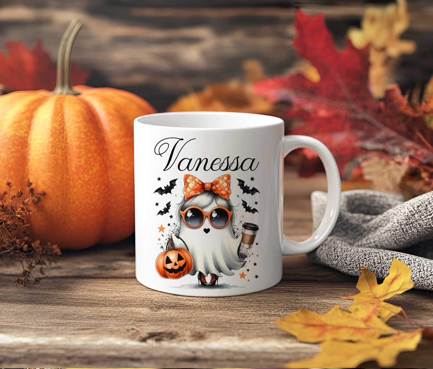 Personalised Sassy Ghost Halloween Family Mug