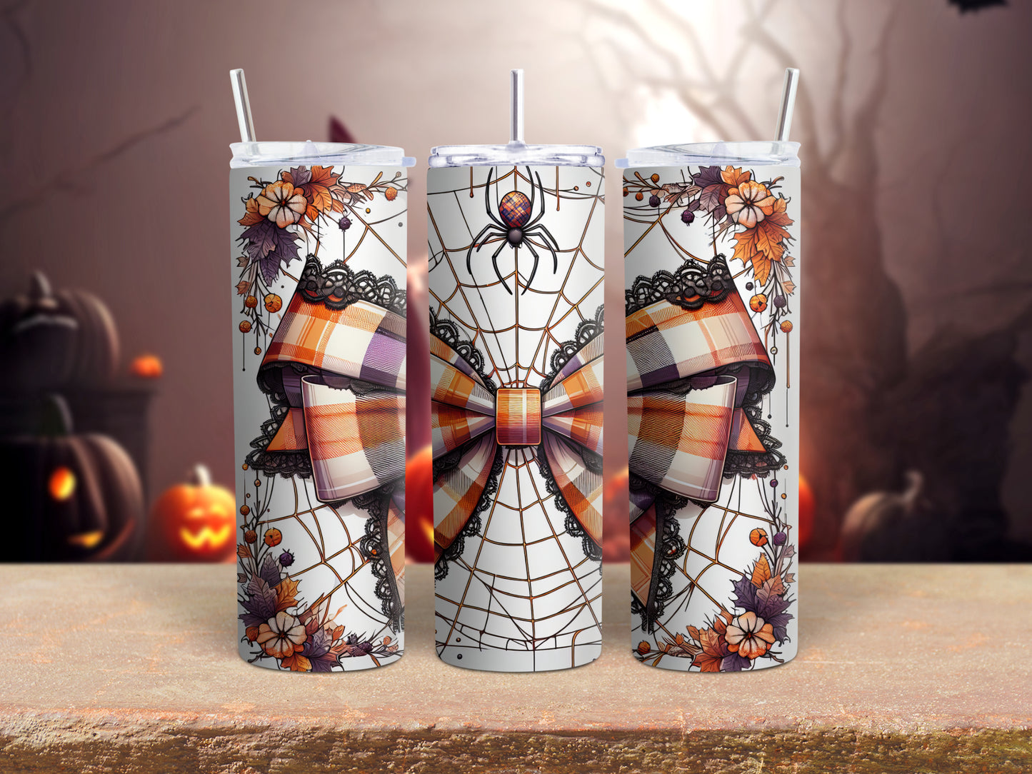 Orange Halloween Bow Tumbler