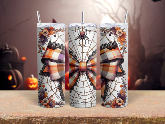 Orange Halloween Bow Tumbler