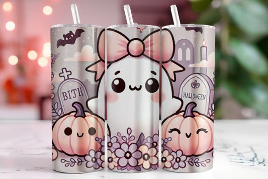 Cute Halloween Ghost With Bow Tumbler