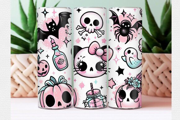 Cute Halloween Tumblers 3 Design Options