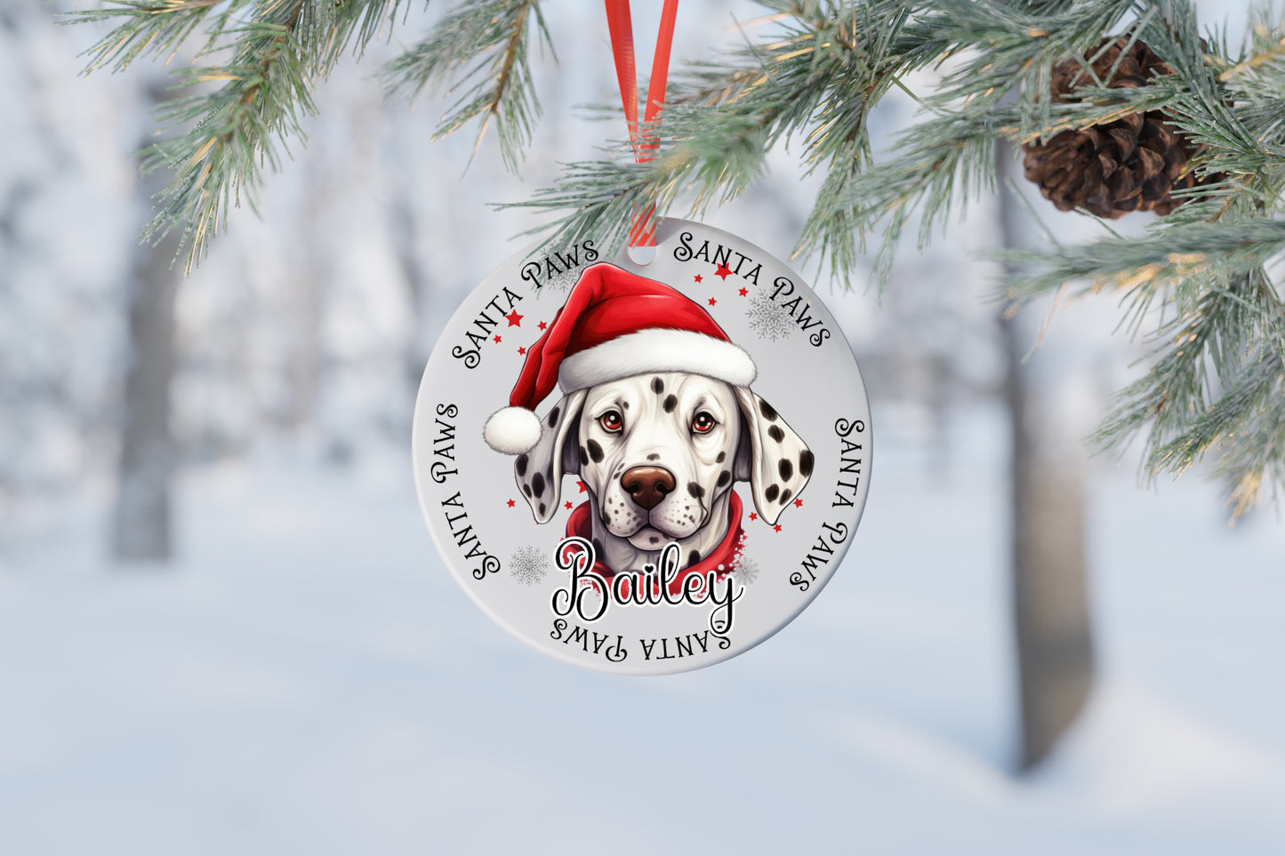 Personalised Christmas Santa Paws Dog Bauble