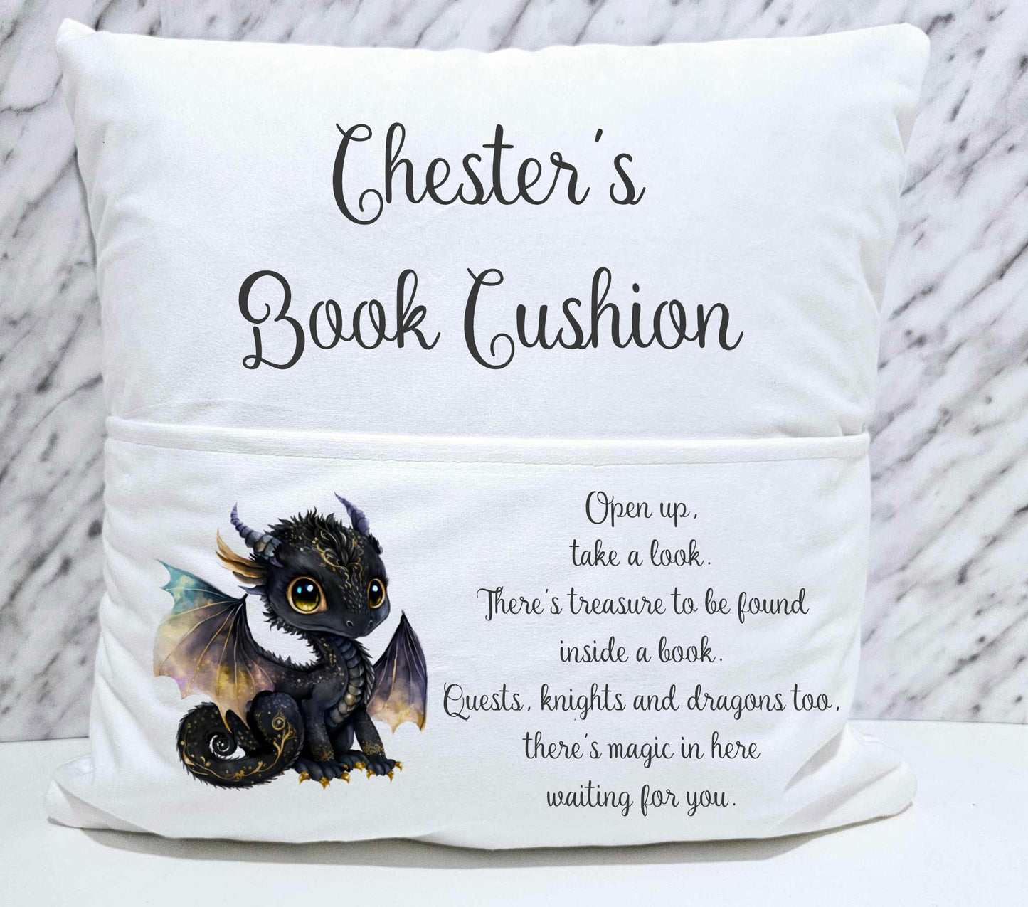 Personalised Dragon Reading Book Cushion