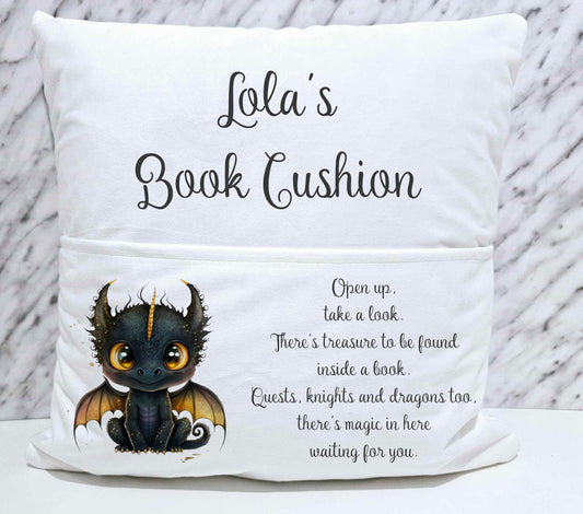 Personalised Dragon Reading Book Cushion