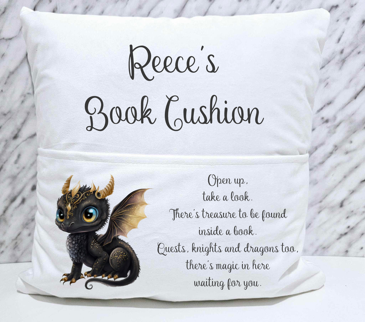 Personalised Dragon Reading Book Cushion