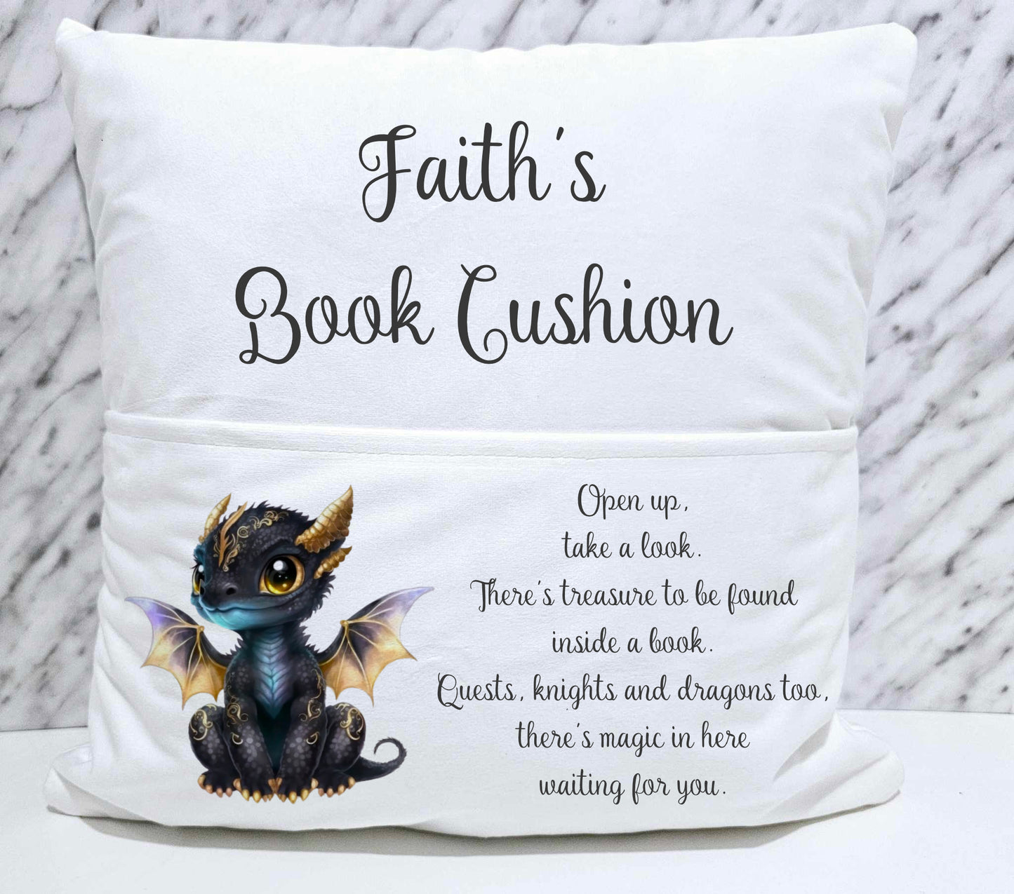 Personalised Dragon Reading Book Cushion