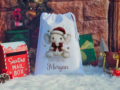 Personalised Merry Christmas Elephant Sack