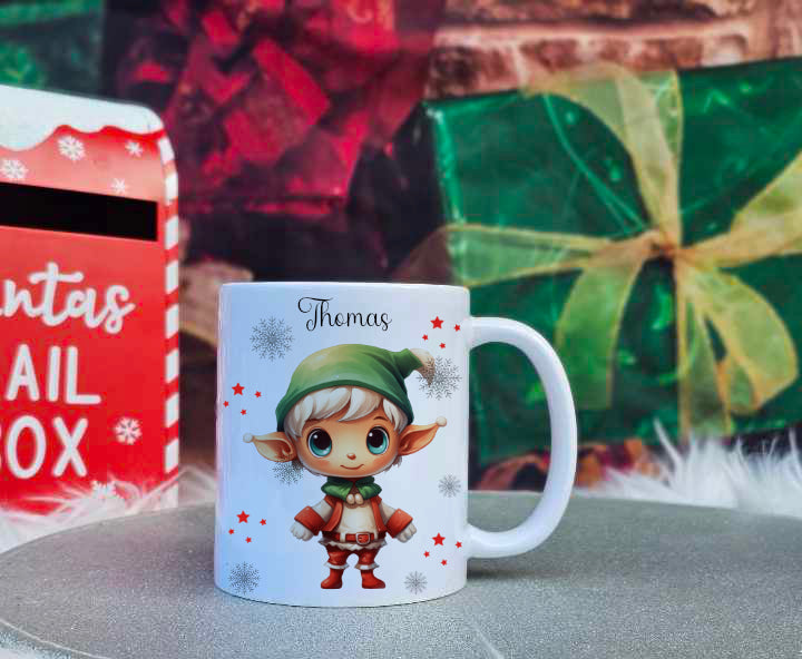 Personalised Christmas Elf Family Mugs