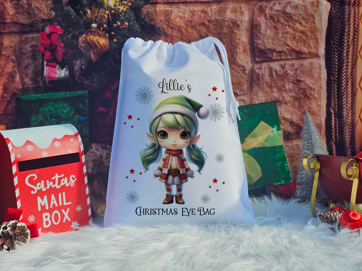 Personalised Elf Christmas Eve Sack