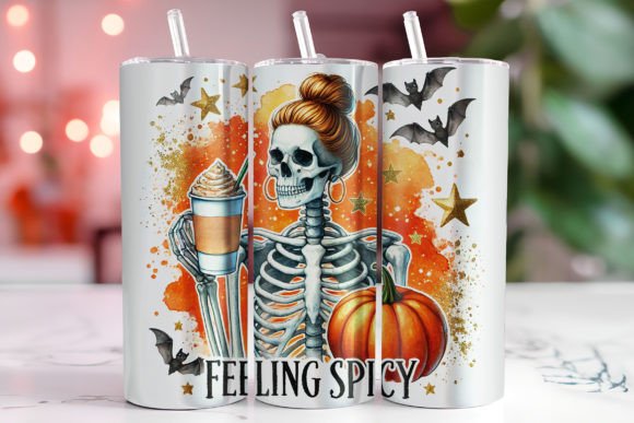 Feeling Spicy Skeleton Halloween Tumbler