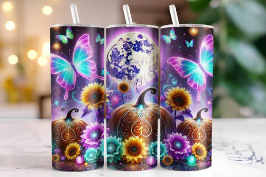 Bright Floral Halloween Tumbler