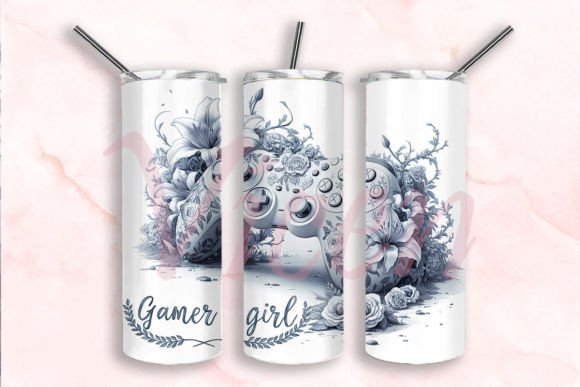 Floral Gamer Girl Tumbler