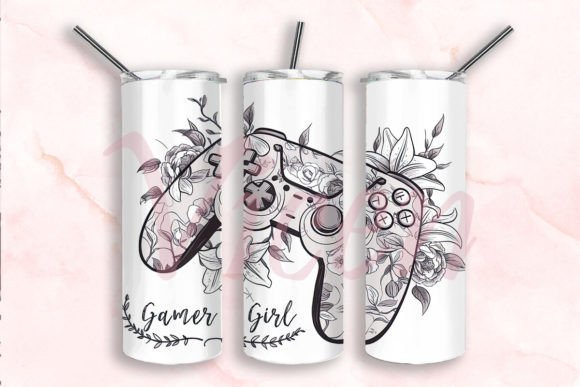 Floral Gamer Girl Tumbler
