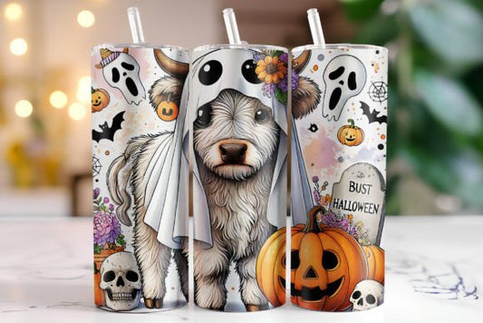 Ghost Highland Cow Tumbler