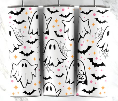 Ghosts and Bats Halloween Tumbler