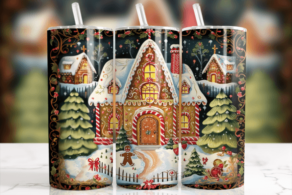 Gingerbread House Scene Tumbler