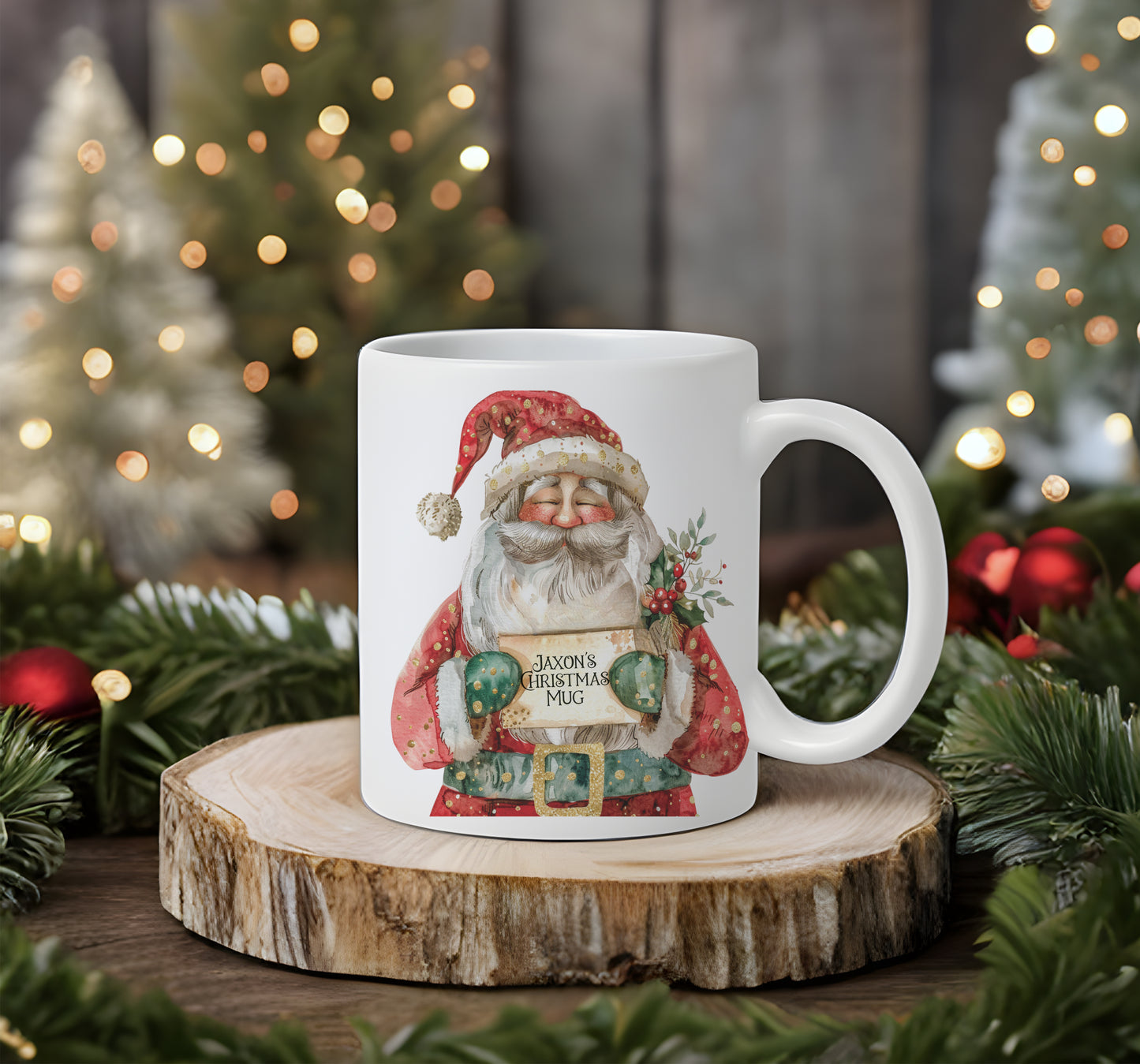 Personalised Glitter Santa Family Christmas Mugs