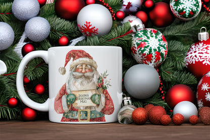 Personalised Glitter Santa Family Christmas Mugs