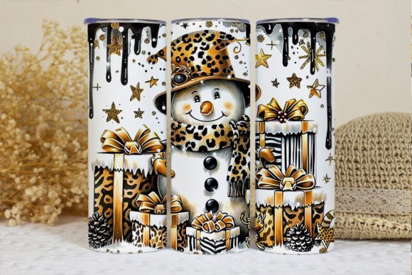 Black and Gold Snowman Tumbler