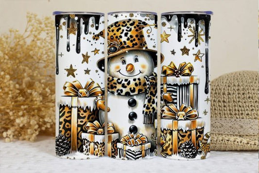 Gold Snowman Christmas Tumbler