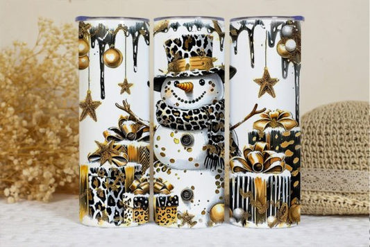 Gold Snowman Christmas Tumbler