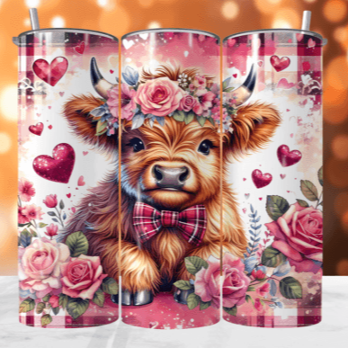 Valentine Highland Cow Tumbler