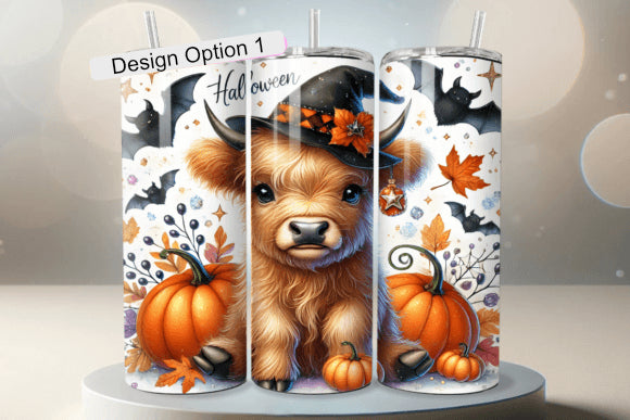 Highland Cow Halloween Tumbler Multiple Design Options