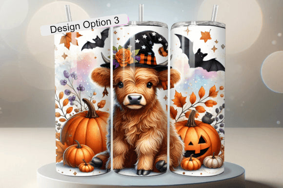 Highland Cow Halloween Tumbler Multiple Design Options