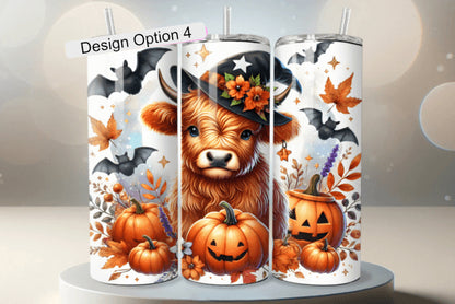 Highland Cow Halloween Tumbler Multiple Design Options