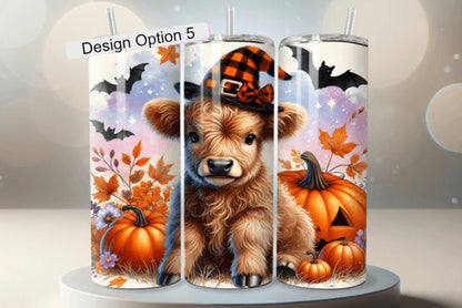 Highland Cow Halloween Tumbler Multiple Design Options