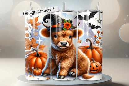 Highland Cow Halloween Tumbler Multiple Design Options