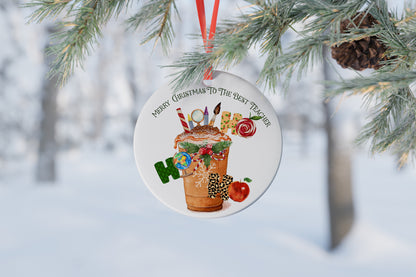 Christmas Teacher Gift Ceramic Bauble And Card