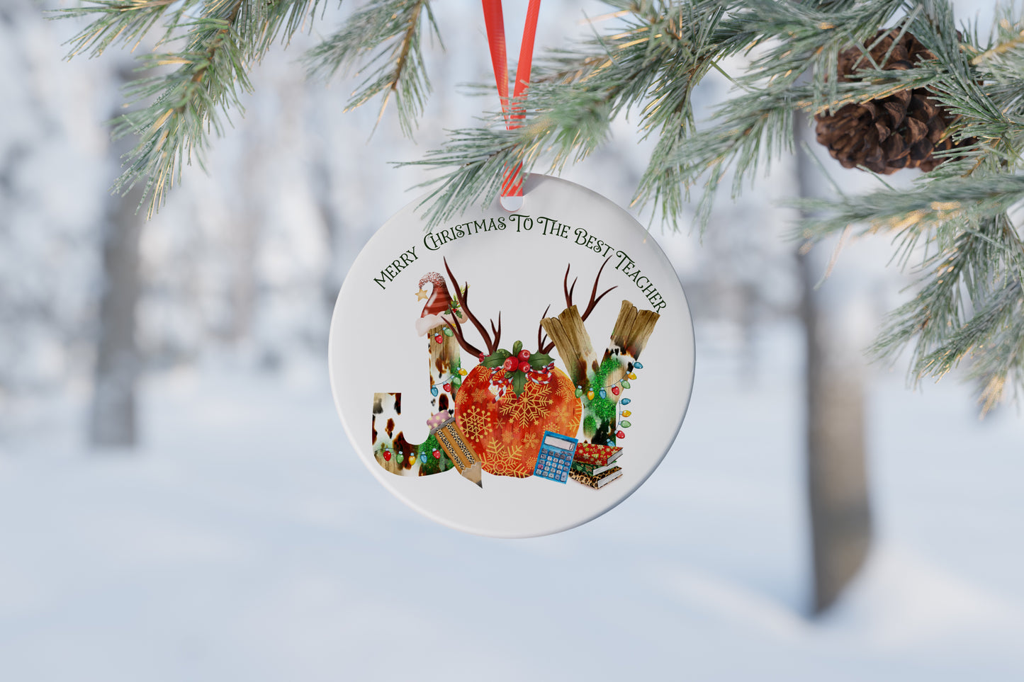 Christmas Teacher Gift Ceramic Bauble And Card