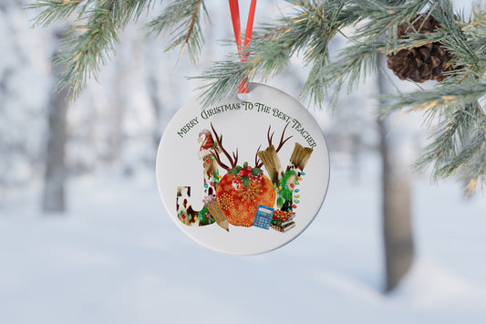 Christmas Teacher Gift Ceramic Bauble And Card