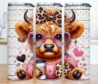 Leopard Print Sassy Highland Cow Tumbler