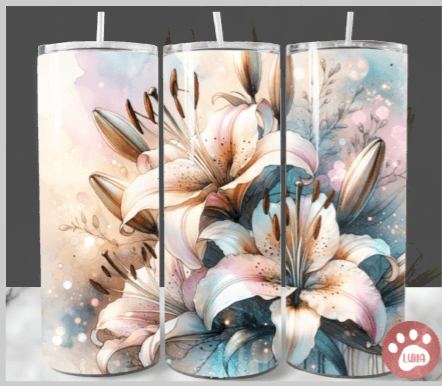 White Lily Flower Tumbler