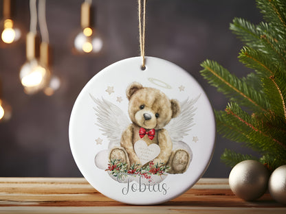 Personalised Baby Memorial Bauble With Bear Design